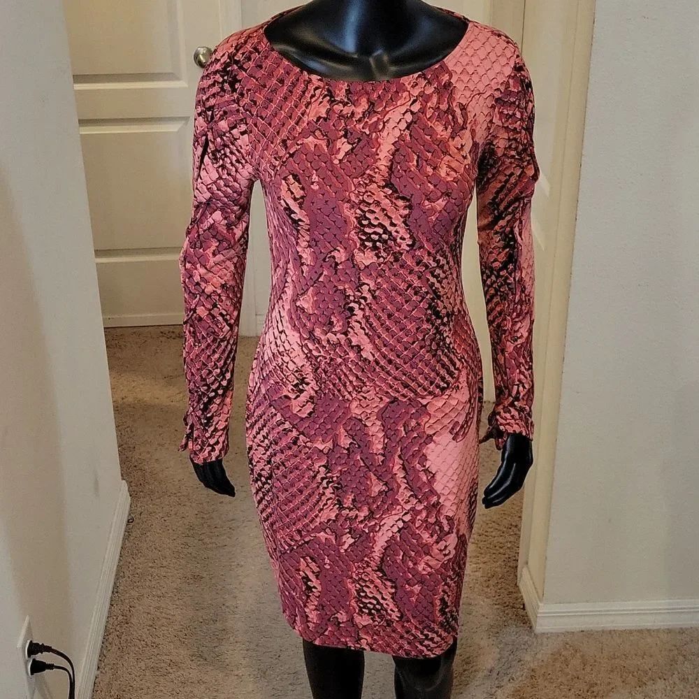 BRAND NEW PROJECT RUNWAY MULTI-COLOR LONG SLEEVELESS ROUNDNECK DRESS - Picture 13 of 16